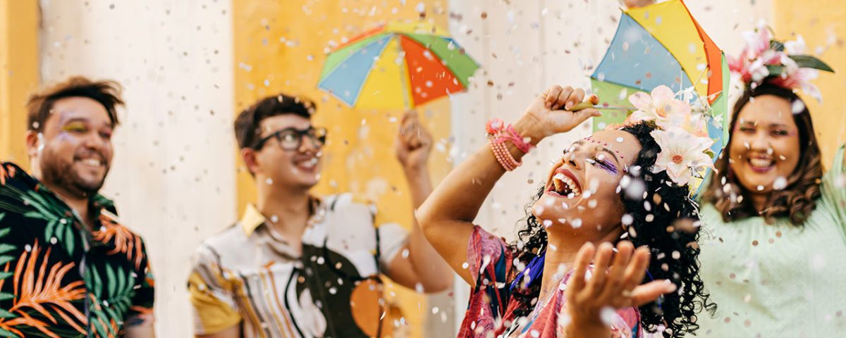 Latin celebrations with confetti and mine umbrellas